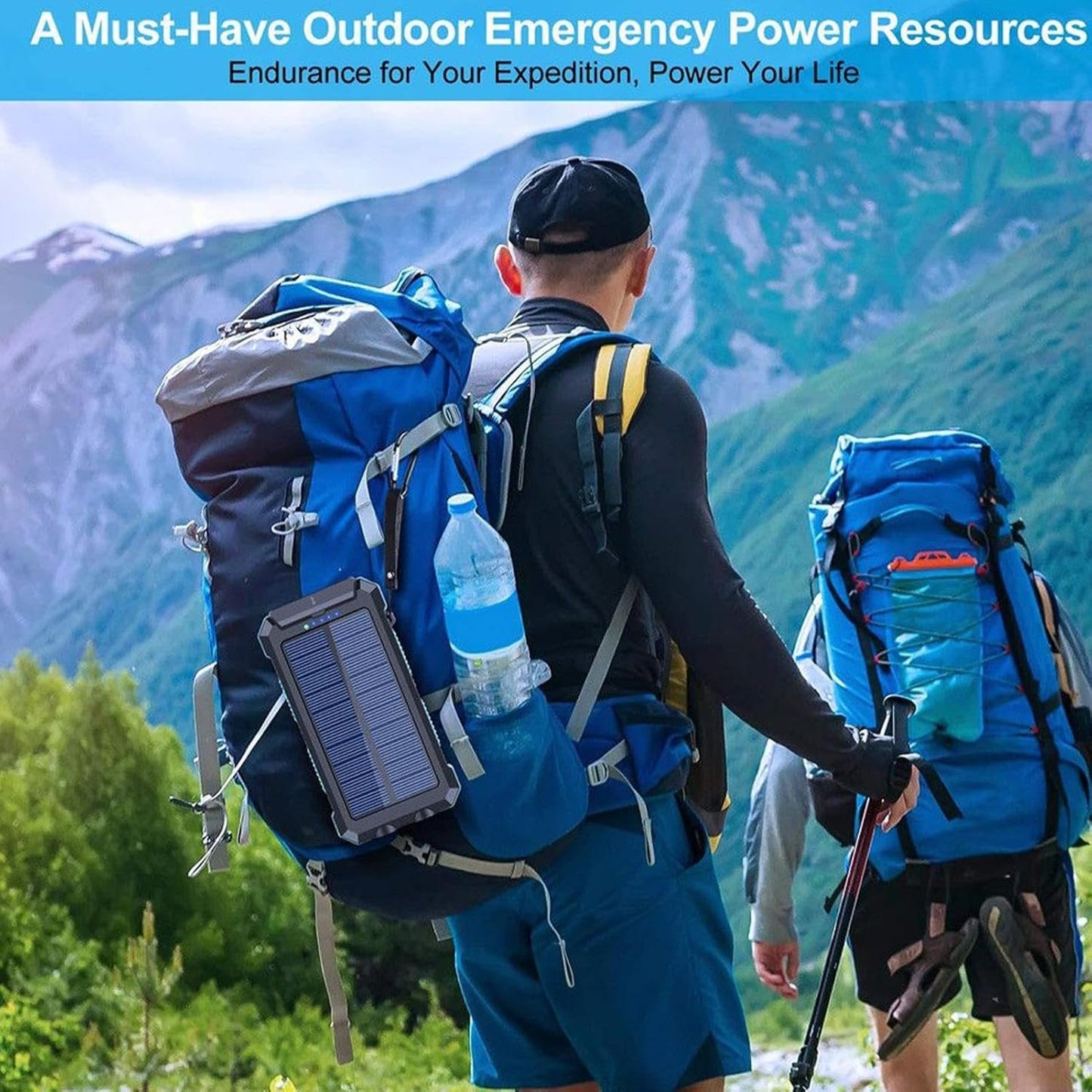 Solar Charger Powered Bank | 20000mAh Portable Solar Charger Battery Bank,Portable Battery Pack with Compass and Flashlight Survival Gear for Cell Phone, Camping & Hiking