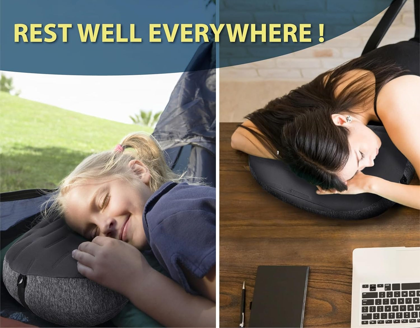TREKOLOGY ALUFT Plus Inflatable Camping Pillow - Compact, Lightweight Air Pillow for Sleeping, Backpacking, Travel, Outdoor, and Airplane Use - Portable Camping Pillow with Removable Cover