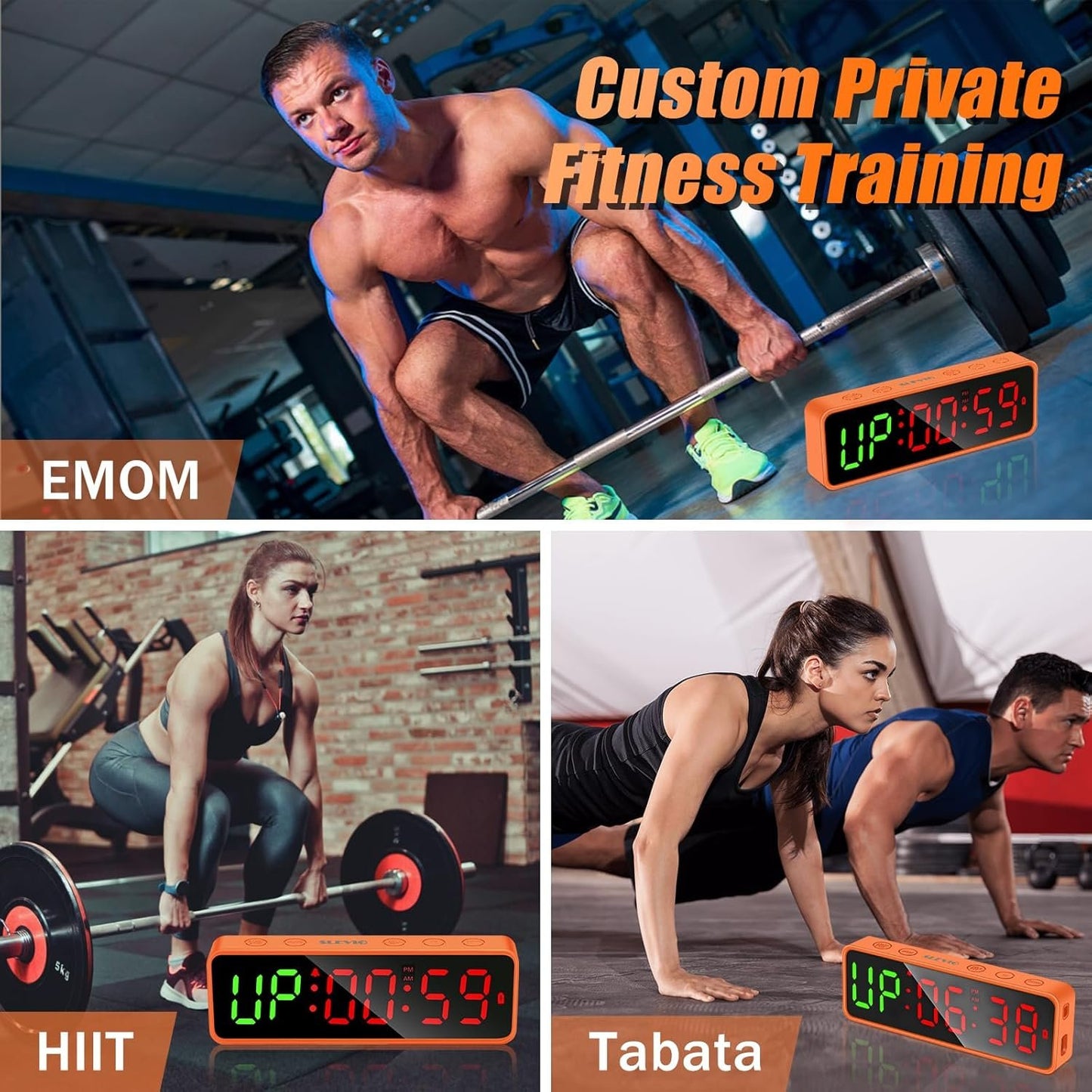 Small Gym Timer Clock, Stopwatch, Workout Interval Timer with Built-in Powerful Magnet, Large LED Digital Display, Home Accessories Countdown Clock for Home Gym Garage Schools (Black)