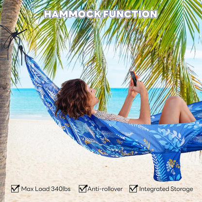 Outdoor Camping Hammock - Camping Gear - Portable Hammocks with Hanging Ropes - Parachute Lightweight Hammock - 210D Nylon Tree Tent for Camping, Travel, Beach, Backyard, Hiking, Indoor (Blue)