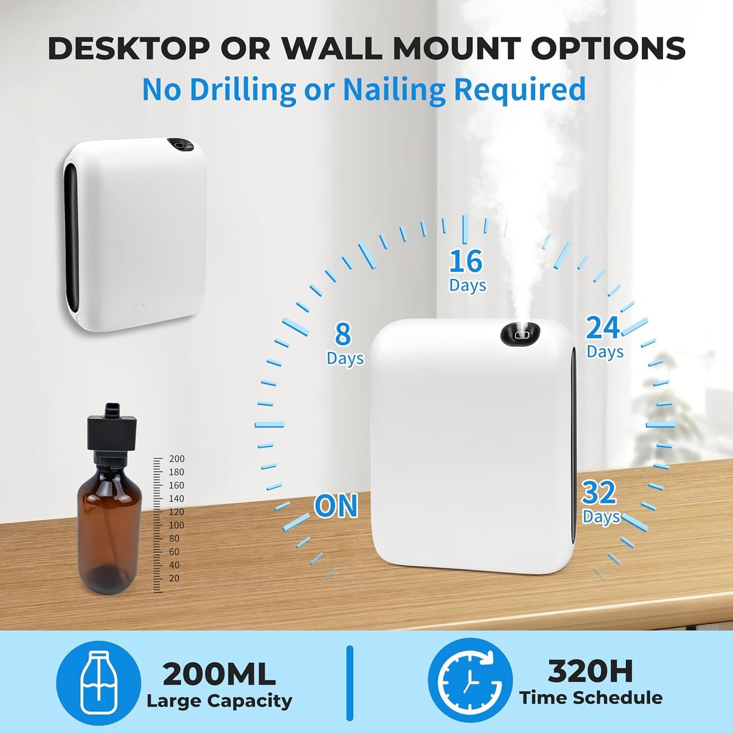 DAKISTF - Home Scented Air Machine, 1500 Square Feet Coverage, Hotel Collection Diffuser with Smart Cold Air Technology, Bluetooth Essential Oil Diffuser Without