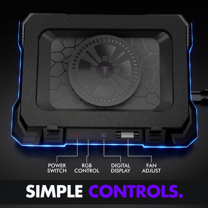 Tilted Nation Gaming Laptop Cooling Pad with USB Hub - Boost Performance, Stay Comfortable - RGB Laptop Cooler Stand with Adjustable Height & Fan Speed, RGB, USB (C + A) Hub, for 15.6" - 19" Laptops