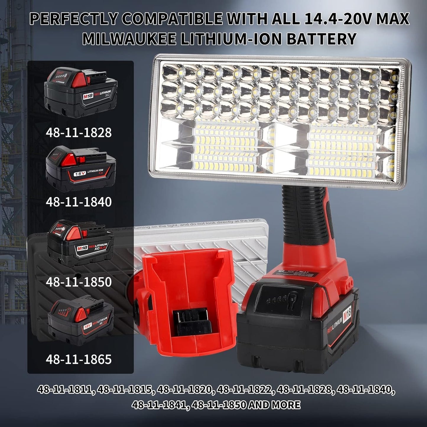 Taingwei 40W 4200LM LED Cordless Lamp Compatible with Milwaukee M18 Lithium Battery,18v Work Light for Camping, Car Repairing, Emergency and Job Site Lighting