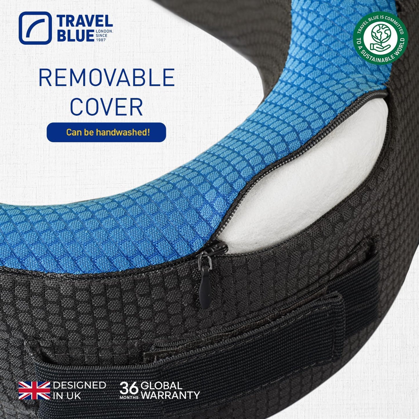 Travel Blue Dreamer Aeroplane Neck Pillow - Memory Foam Pillow for Travel, Travel Pillow Aeroplane with Breathable Mesh Material, Removable Cover, High Comfort & Support, Easy Storage