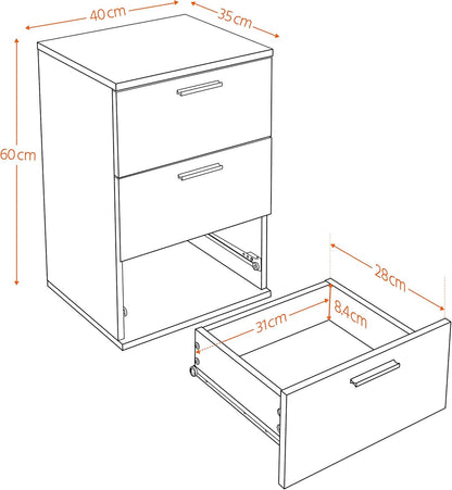 Yaheetech Bedside Table Bedside Modern Bedside Table with 3 Drawers Bedroom Furniture Black Coffee Table Living Room Drawer 40 x 35 x 60 cm
