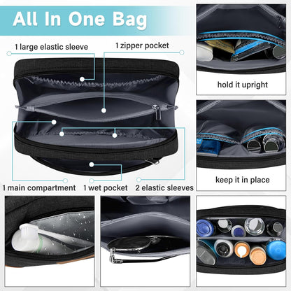 Toiletry Bag for Men Women Waterproof Toiletry Bags Portable Travel Toiletries Bag TSA Approved Cosmetic Makeup Bag Travel Organizer Storage for Accessories(with Removable Handle),Black