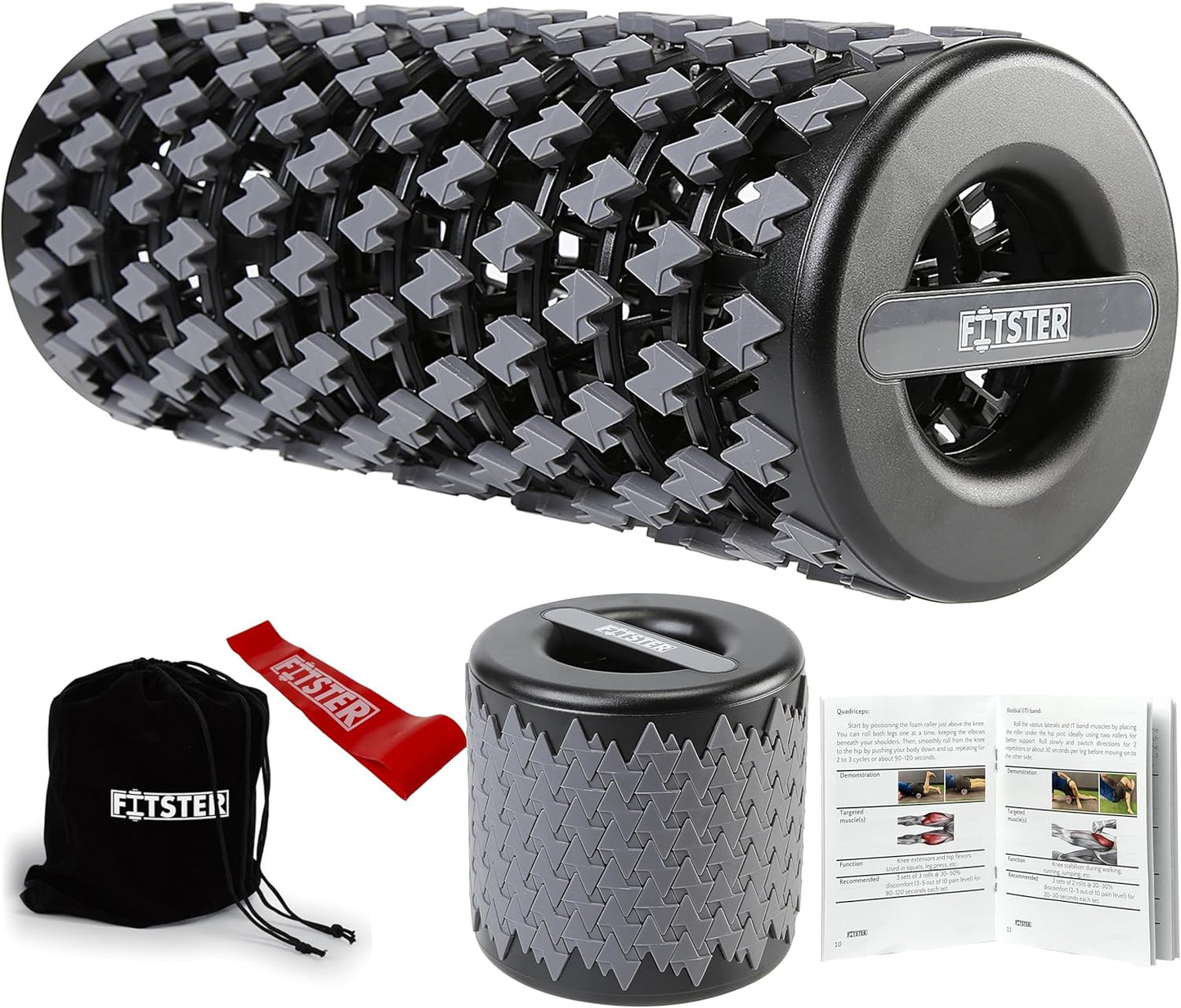 Collapsible premium foam roller for sore muscles, tissue, for tension and pain relief | Massage Rollers for Maximum Tension Relief ∣ High Density Foam for Deep Tissues, Thigh, Arms (Grey)