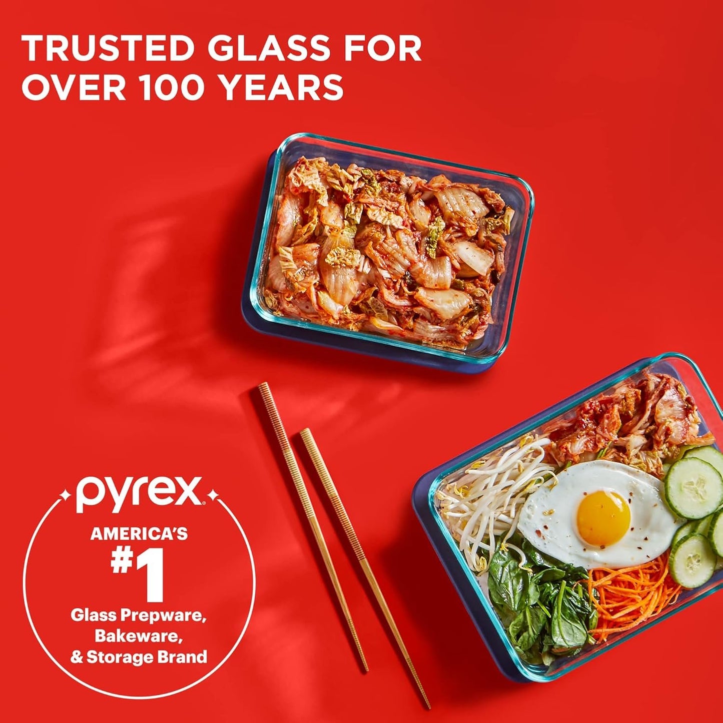 Pyrex Simply Store Rectangular Glass Food Storage Container Set with Lids (6-Piece Set)