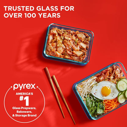 Pyrex Simply Store Rectangular Glass Food Storage Container Set with Lids (6-Piece Set)