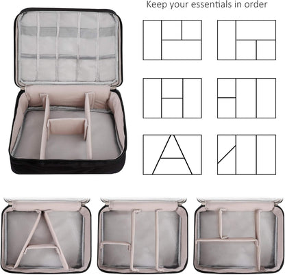 QIMEI-SHOP Electronic Accessories Bag Waterproof Case for Electronics Multifunctional Organizer for Hard Disk Cables Portable Charger Tablet, Black, modern