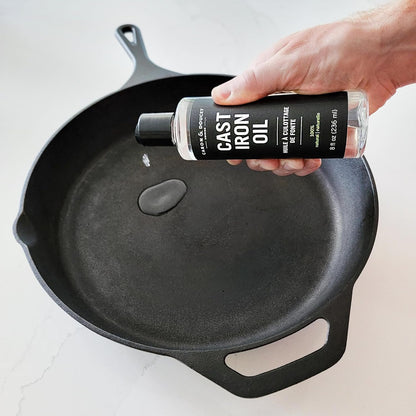 Caron & Doucet - Cast Iron Cleaning & Conditioning Set: Seasoning Oil & Cleaning Soap | 100% Plant-Based | Best for Cleaning, Washing, Restoring & Seasoning Cast Iron Skillets, Pans & Grills! 8oz Each
