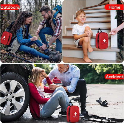 AUSELECT First Aid Kit, 130PCS Travel First Aid Kitï¼ŒEmergency Survival Hiking Kit, Family First Aid Camping Bag,Waterproof Medical Pouch for Travelï¼ŒOutdoor,Workplace, Home, Garage, Emergency Bag