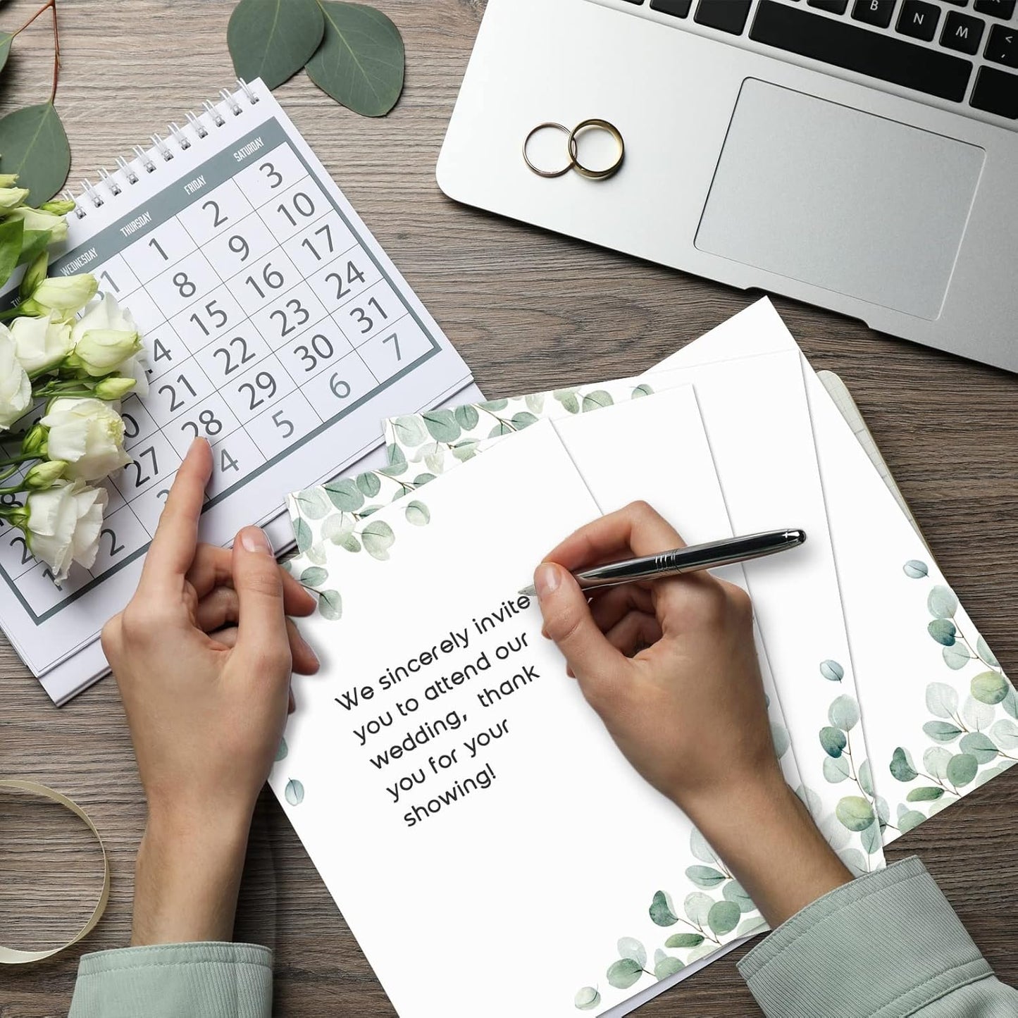 Roowest 150 Sheets Decorative Printer Paper Leaf Greenery Stationery Paper Decorative Printer Paper 8.5 x 11 Inch with Design Elegant Writing Paper for School Writing Home Office Supplies