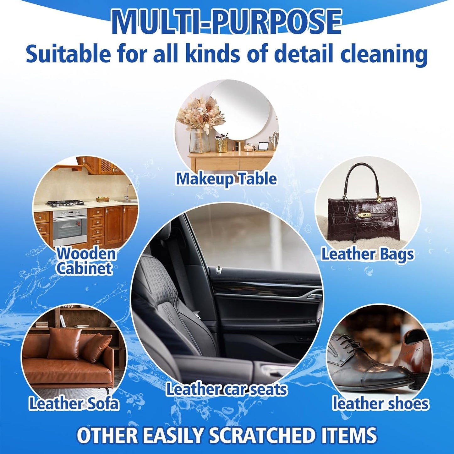 Microfiber Pad - 4PCS Microfiber Pads Detailing Sponge Two Sides of Microfiber Cloth and Nylon Bristle Brush Car Interior Detailing Kit for Leather Sofa Shoes and Bags Car Wash Kit