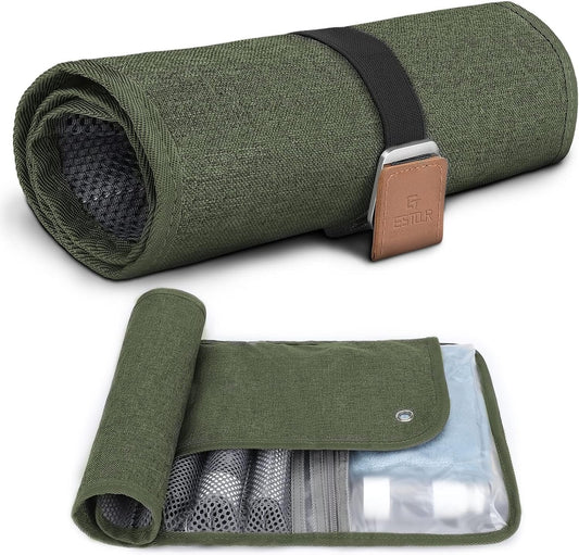 Toiletry Bag for Men, Travel Essentials Travel Toiletry Bag, Water-Resistant Compact Bathroom Roll Organizer for Hygiene, Shaving kit, Gifts for Men, 5.Army Green(Polyster), Fashion