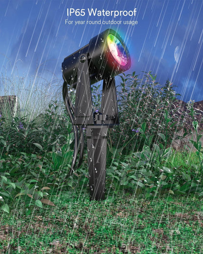 Smart Landscape Spotlights, 6 Pack Wired RGBW Led Accent Outdoor Spot Lights, Waterproof Outside Low Voltage Up Lighting for Yard Garden House