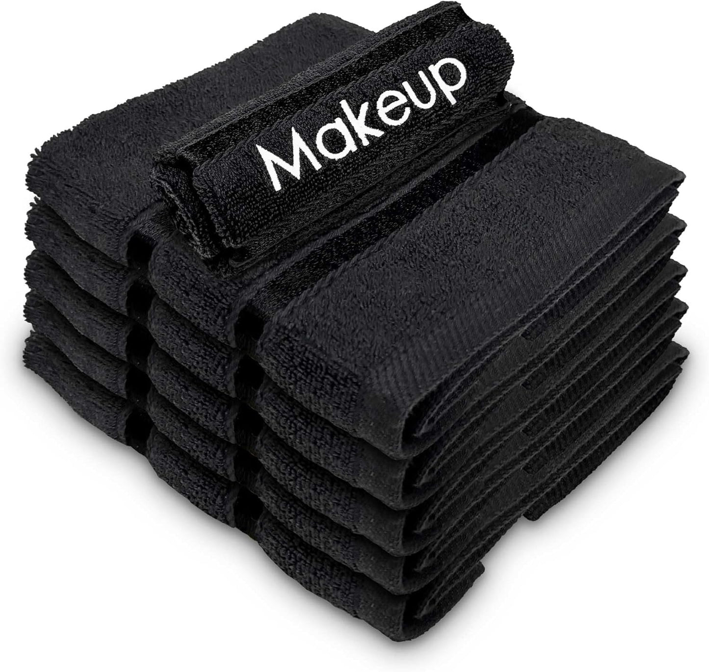YRALY Makeup Towels - Pack of 6 - Soft Cotton Wash Cloths for Face & Makeup Removal, Airbnb Essentials for Hosts, Luxury Washcloths (13x13 Inches. Black)