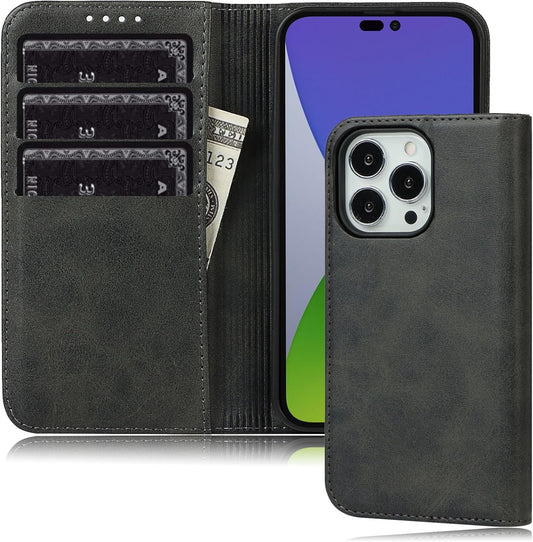 iPhone 15 Pro Max Wallet Case FROLAN Premium PU Leather with Credit Card Holder Slot Flip Drop Protection Shockproof Cover 6.7 Inch(Black)