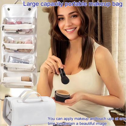 FeBohao Travel Toiletry Bag 4 Detachable Clear Multi Compartment Hanging Toiletry Bag Women Waterproof Foldable Travel Bag Wash Accessories Makeup Bag