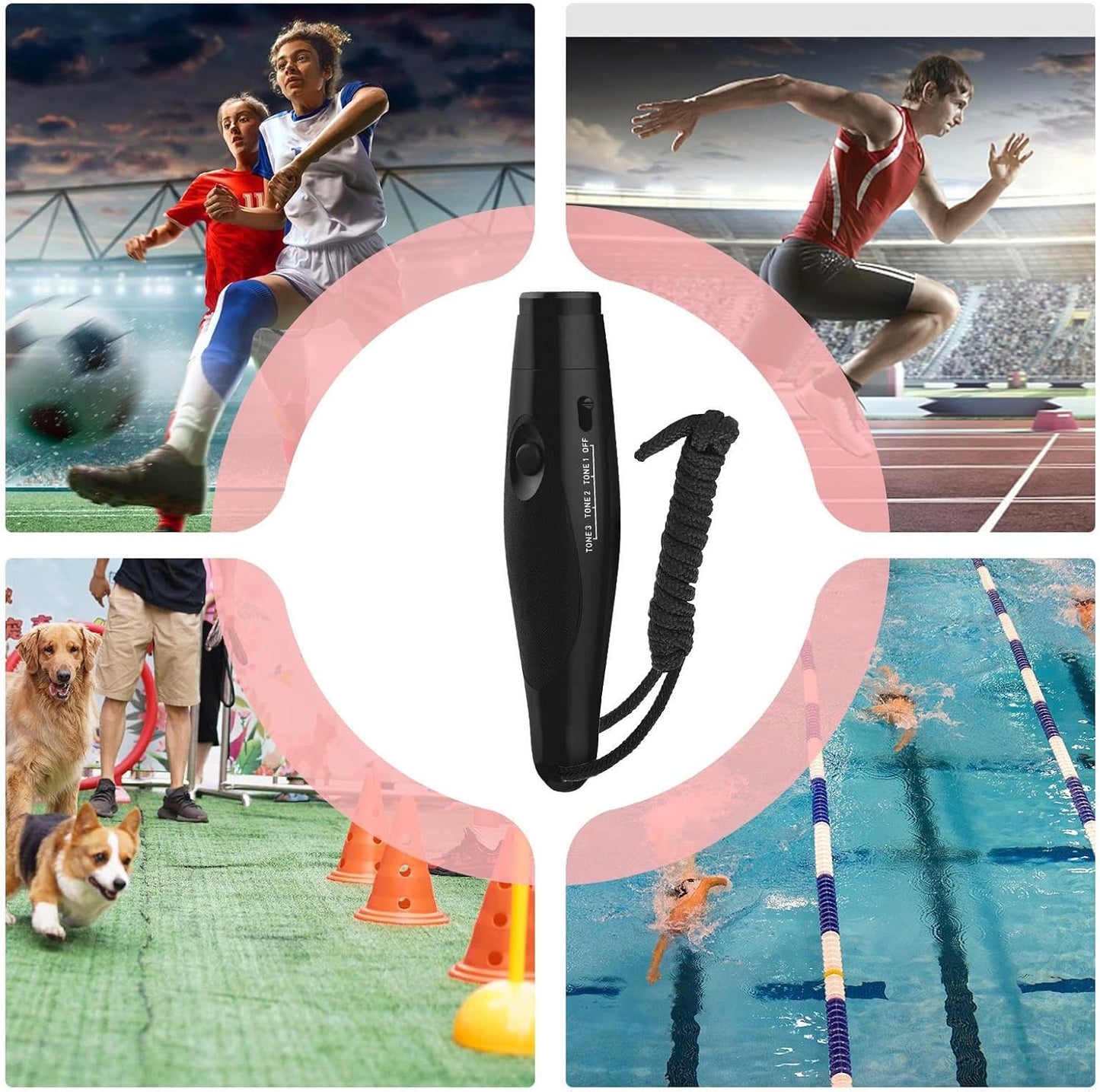 Generico Electronic Whistle, Handheld Adjustable Referee Whistle, 1.38x6.1 Inches 3 Tone Loud Sound with Volume Control, Safety Tool for Classroom Management, Hiking, Dog Training, Survival