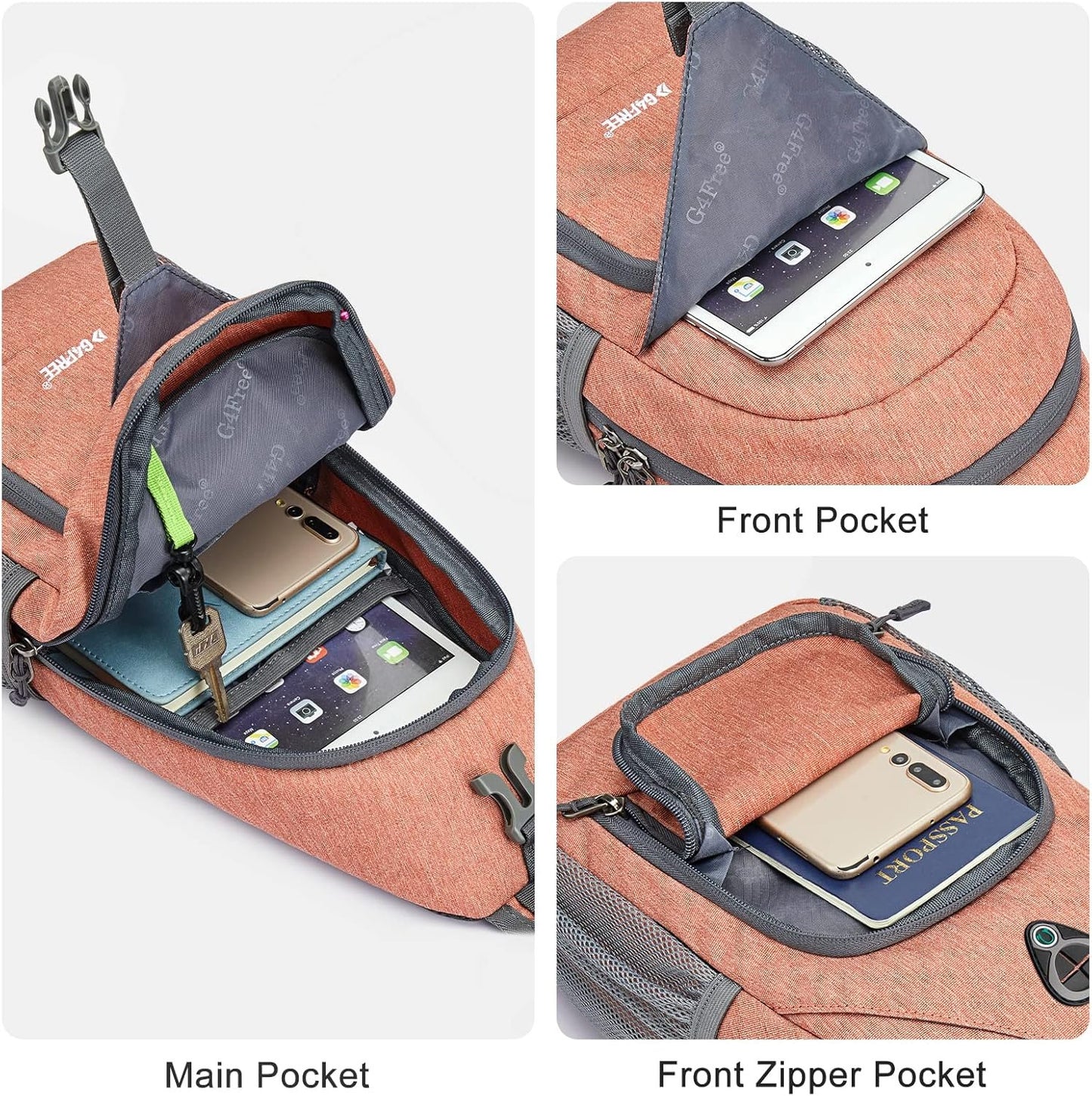 G4Free RFID Sling Bag Crossbody Backpack Small Chest Shoulder Bag Hiking Outdoor