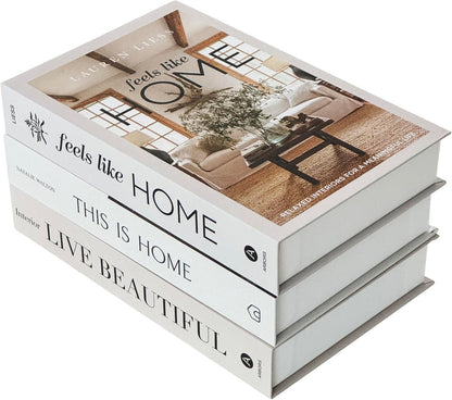ifreeside Set of 3 Beautiful Decorative Books Home Decor Coffee Table Books Storage Box(3-Home)