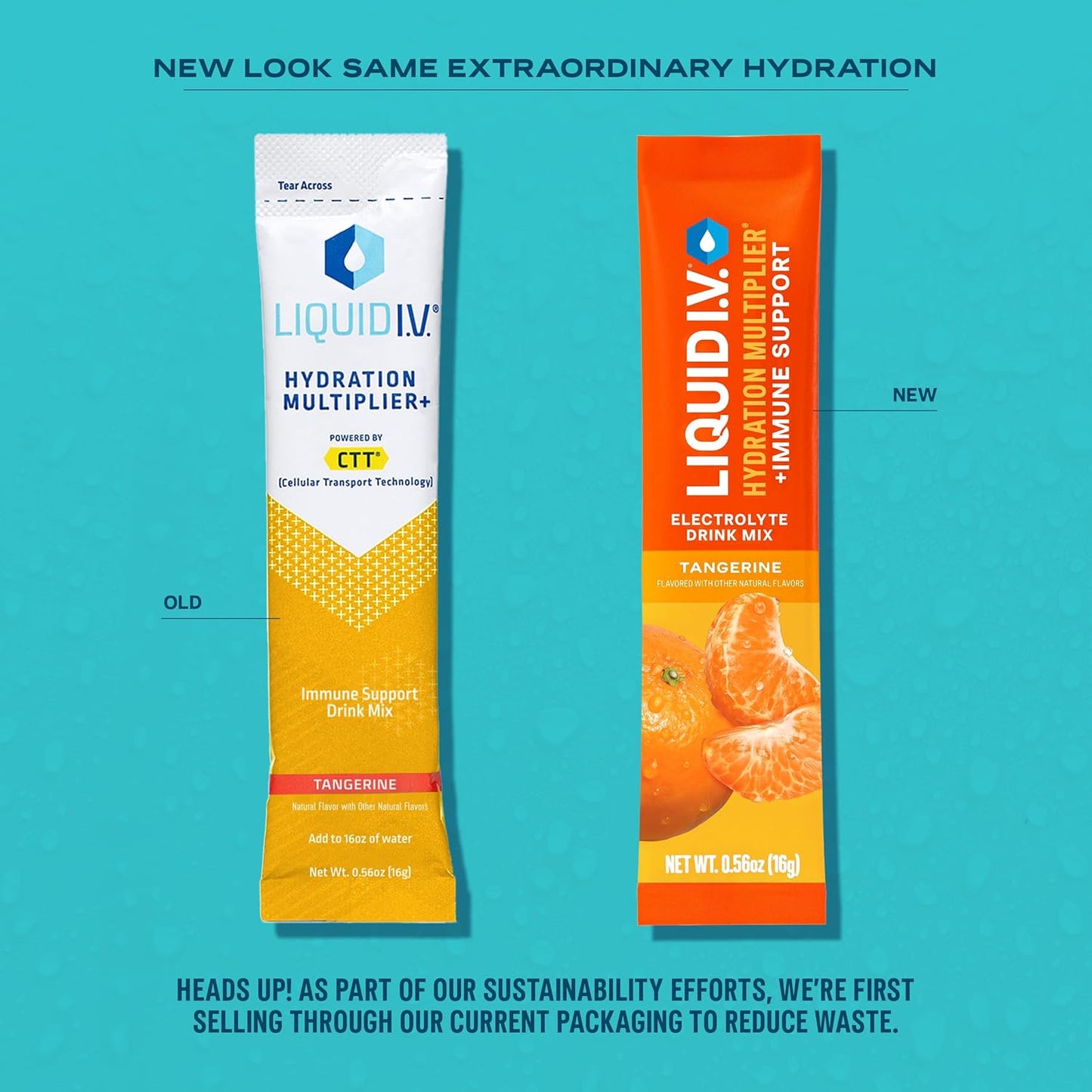 Liquid I.V. Hydration Multiplier + Immune Support, Easy Open Packets, (Natural Tangerine Flavor, 14 Count)