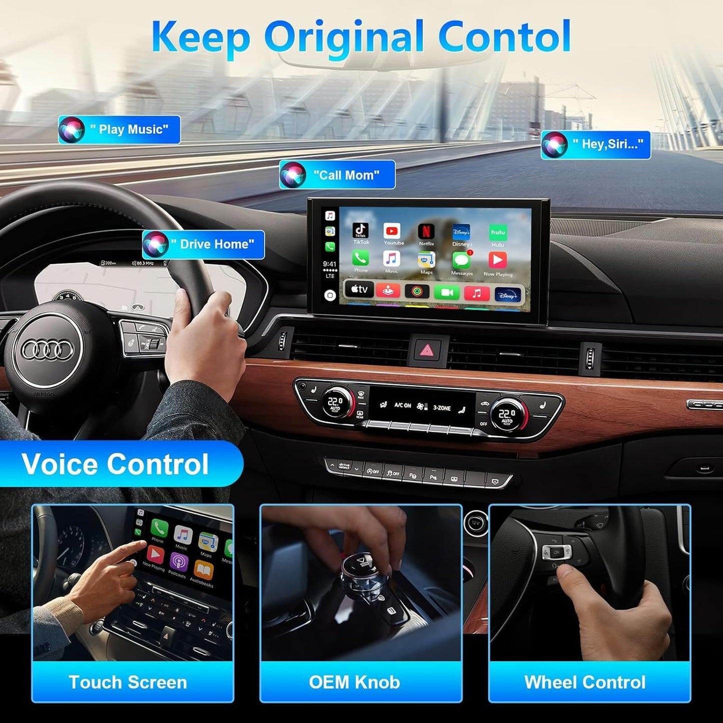 Car TV Mate, 2025 2 in 1 Car TV Mate Pro with Wireless CarPlay for OEM Wired CarPlay Cars, Fire TV Stick Converter with 5.8GHz WiFi for Game Machine/Set-top Boxes, Wireless CarPlay Adapter for iPhone