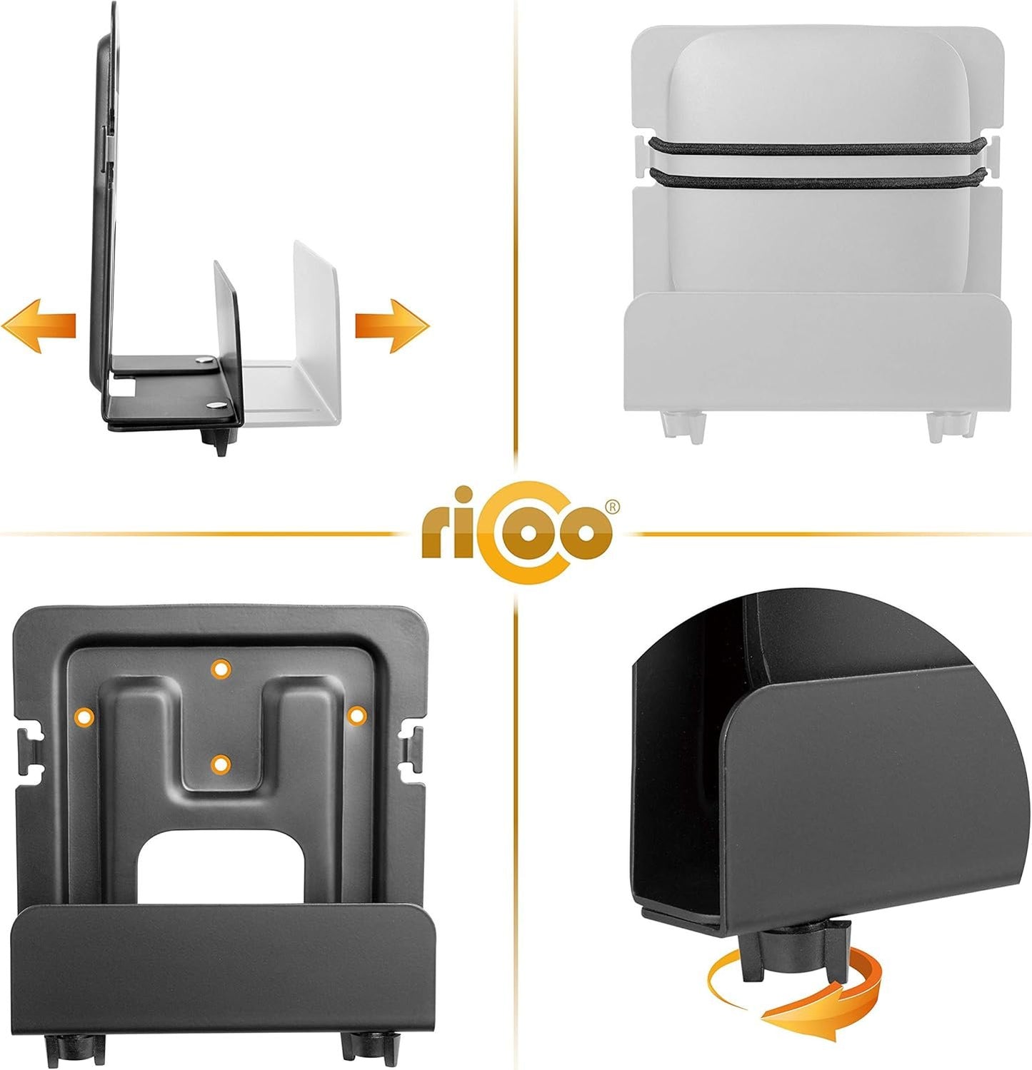 RICOO IP-TV Set Top Box Wall-Mount Z0602 Small Device Bracket for Smart-TV Streaming Holder Compatible Internet Television Media Player Support Black