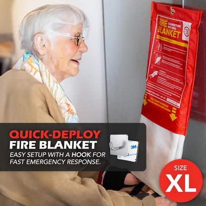 72 HRS Fiberglass XL Fire Blanket - Fire Blanket for Home, Kitchen Fire Blanket | Fire Extinguishers Home | Essential Fire Safety Tool, Emergency Fire Blanket Canada | (2PC 1.2x1.8m 47"x71")