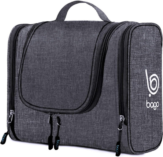 Bago Hanging Toiletry Bag for Women & Men - Leak Proof Travel Bags for Toiletries with Hanging Hook & Inner Organization to Keep Items from Moving - Pack Like a PRO (Snow Black)