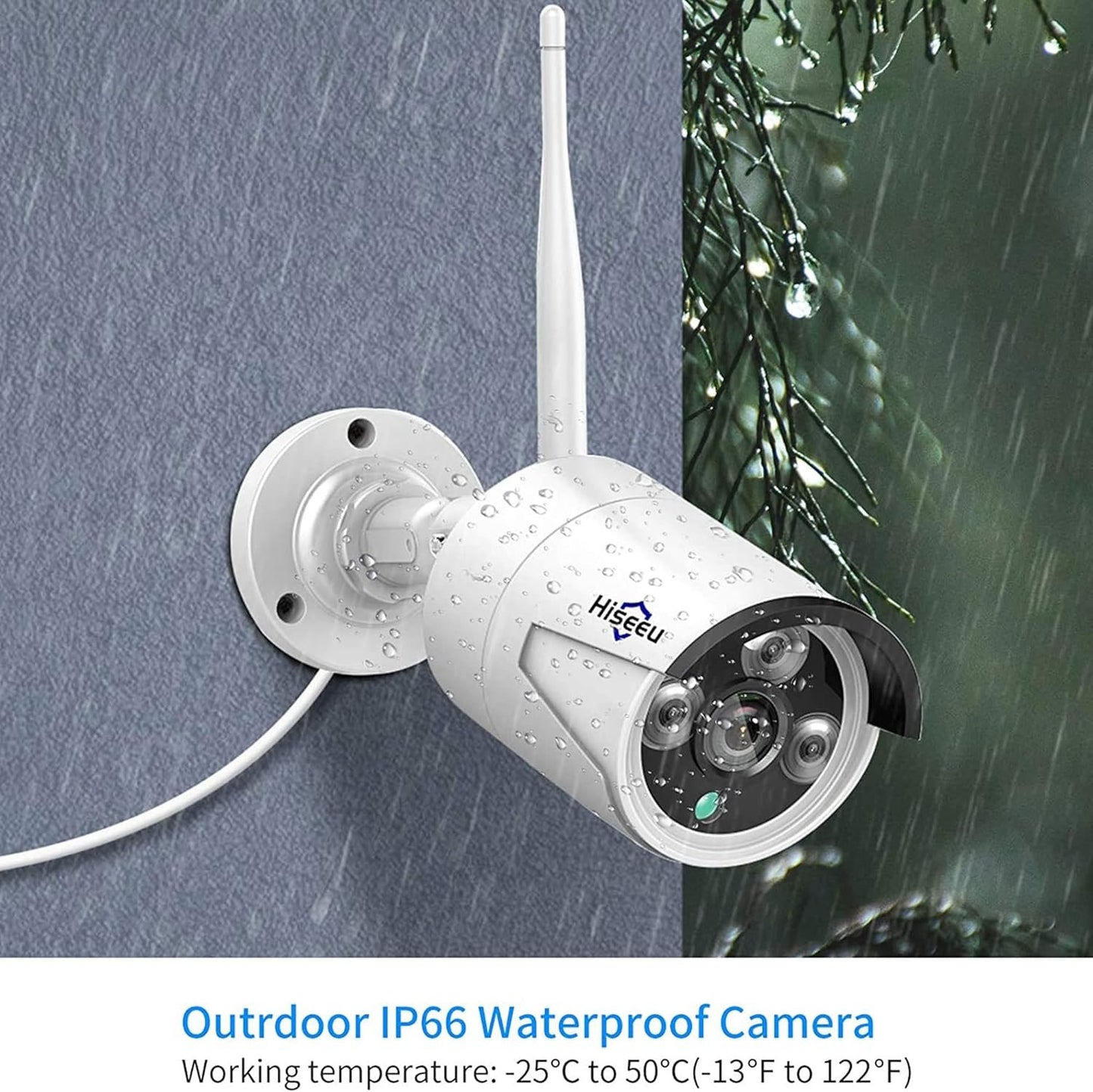 Hiseeu Camera Add on 3MP Outdoor Wireless Security Camera, Waterproof Outdoor Indoor 3.6mm Lens IR Cut Day & Night Vision with Power Adapter, Compatible 10CH Wireless Security Camera System