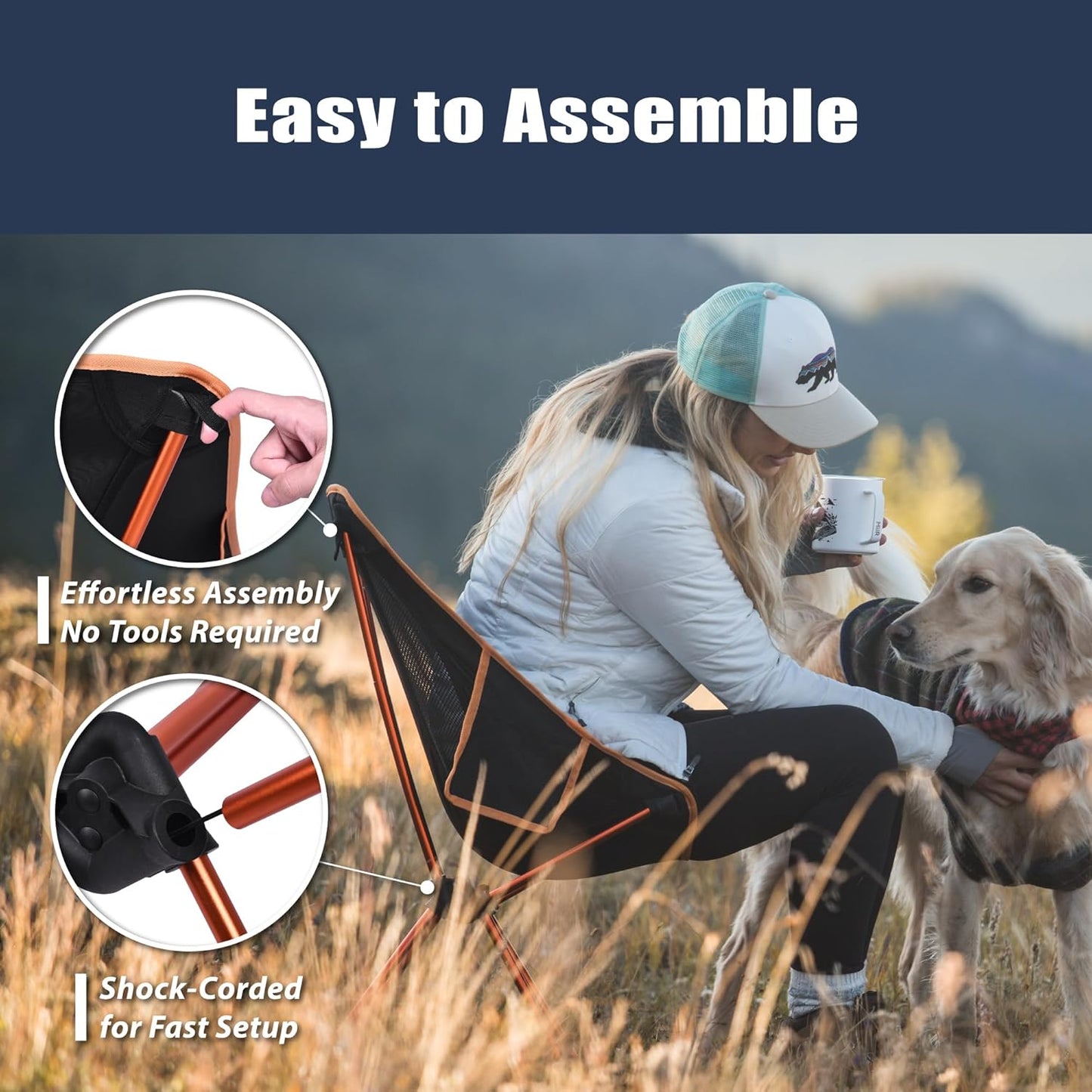 TREKOLOGY YIZI GO Portable Camping Chair - Lightweight, Foldable for Hiking, Outdoor, Beach, Picnic, Backpacking - Compact for Adults and Kids