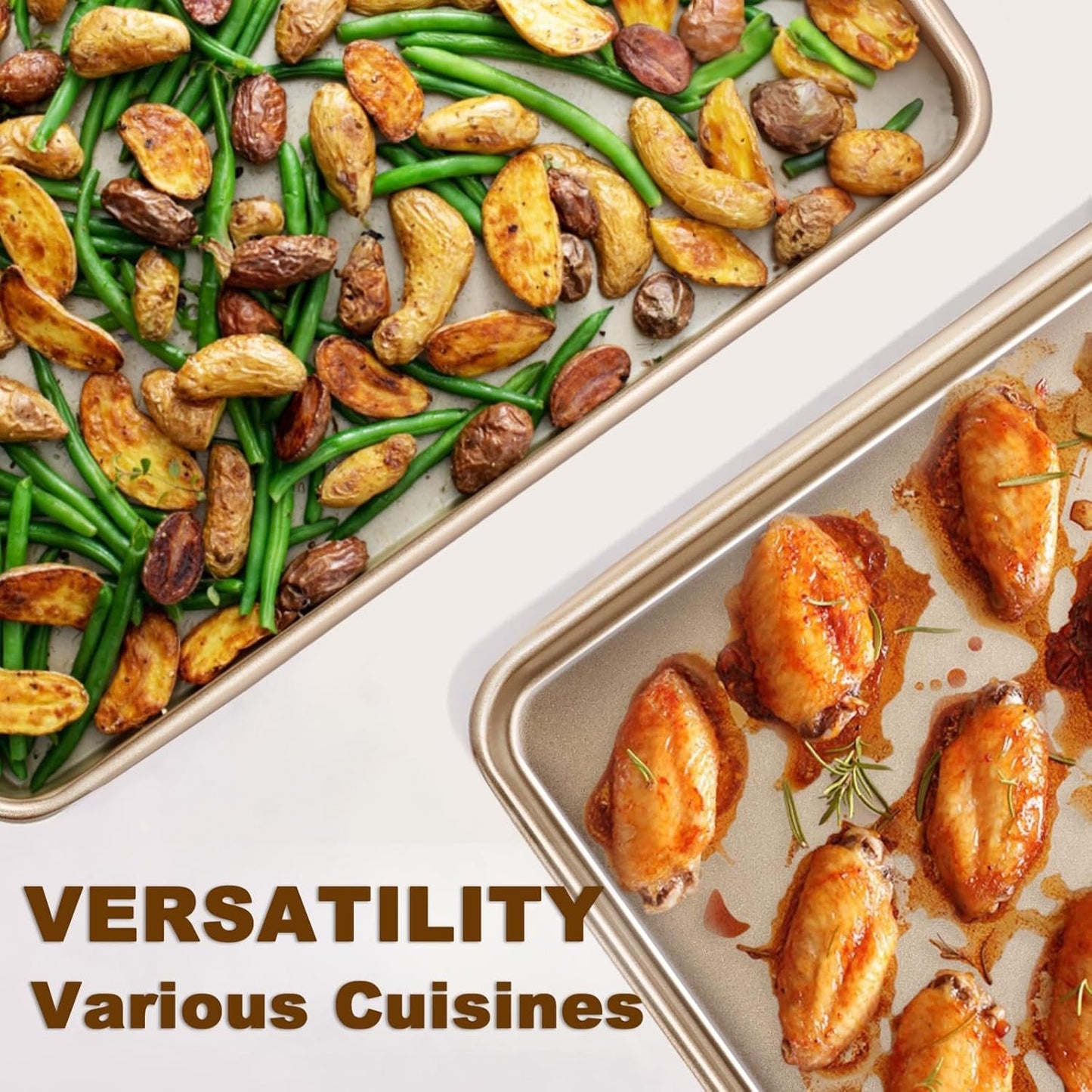 Wildone Baking Sheet Pan Set, Commercial Cookie Sheets for Oven, Nonstick Carbon Steel Jelly Roll Pan 15x10in, Heavy Duty & Easy Clean（2 Pack）