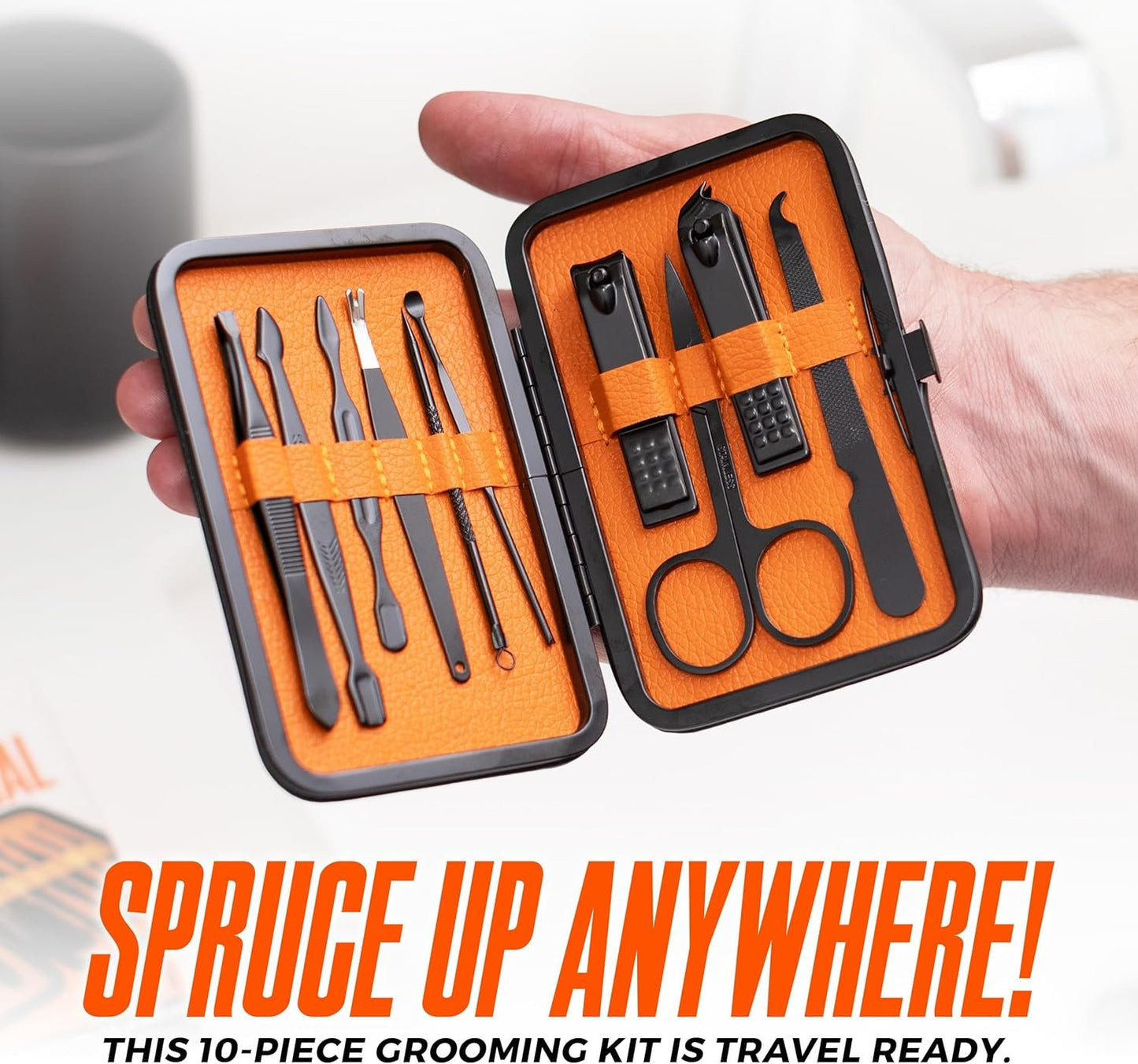 Wild Willies Mens Grooming Kit - 10-Piece Multifunctional Pedicure & Manicure Kit for Women & Men - Personal Hygiene Kit includes Tweezers & Nail Clipper Set, Scissors, Scraping Tool, & More