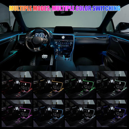 LivTee Smart LED Car Lights Interior with USB Port, LED Strip Fiber Optic Ambient Lighting Car, Wireless App Control, Sync to Music, Car Decorations Interior Accessories Gifts for Women Men, 6 in 1