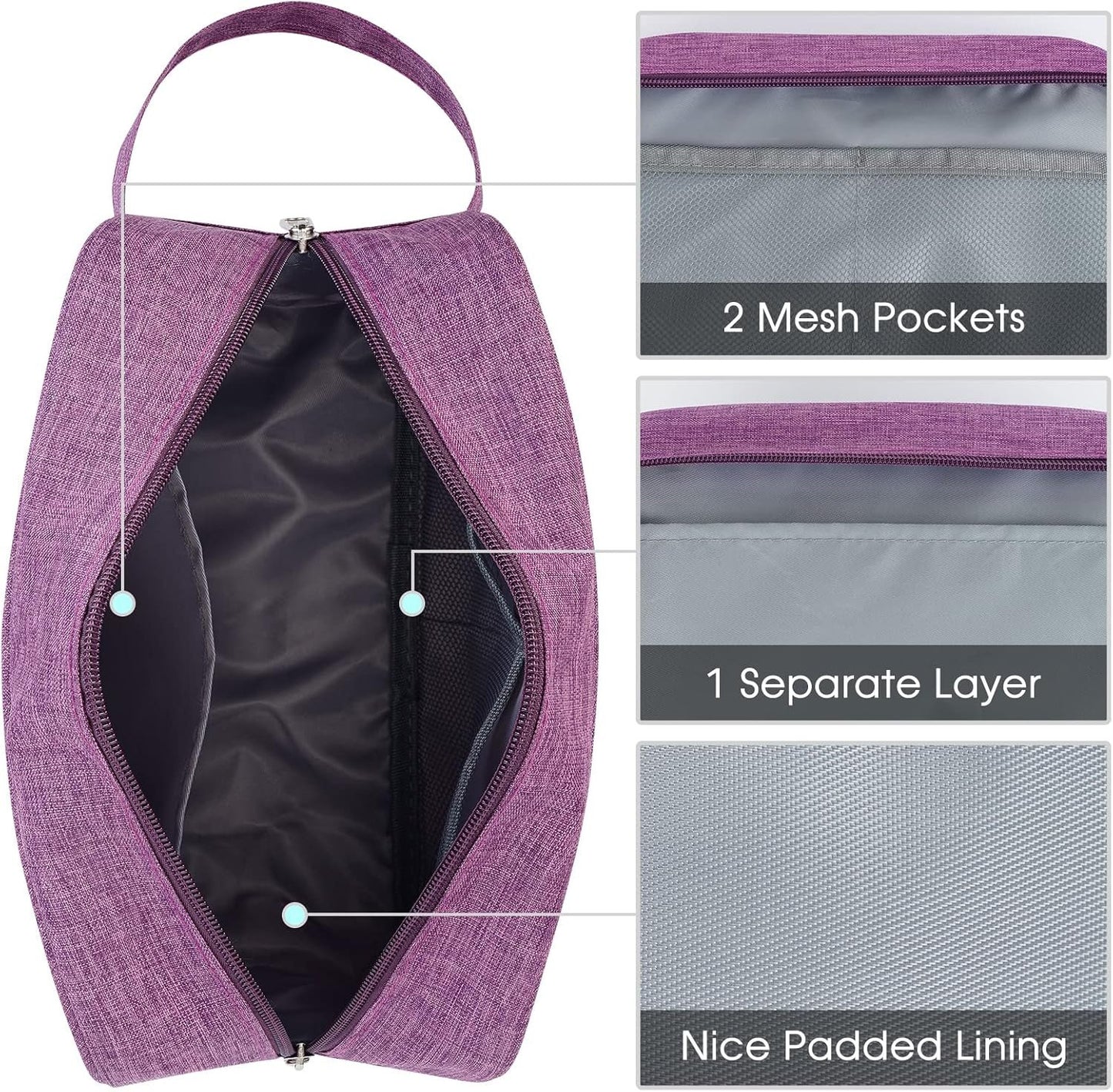 Narwey Travel Toiletry Bag for Women and Men Traveling Dopp Kit Makeup Bag Organizer Cosmetic Bag Make Up Bag Toiletries Bag for Accessories (Dark Purple)