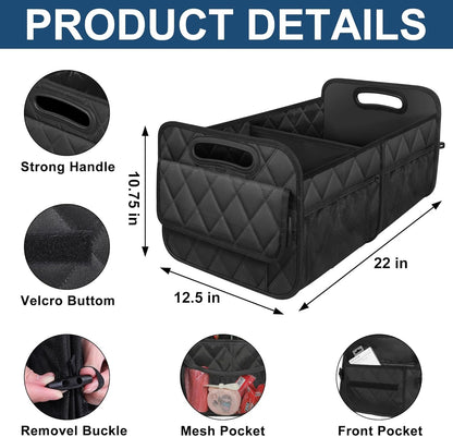 Deosk Car Trunk Organizer for SUV, Car Organizers and Storage with 6 Pocket, Car Accessories for Women/Men 50LWaterproof Polyester Trunk Organizer, Black