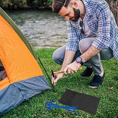 Tent Stake Bag, Camping Stakes Sleeve, 11.22x5.12 Inches Portable Tool Pouch with Hammer Pocket Nails, Outdoor Camp Gear for Travel, Backpacking, Hunting Material Oxford Cloth
