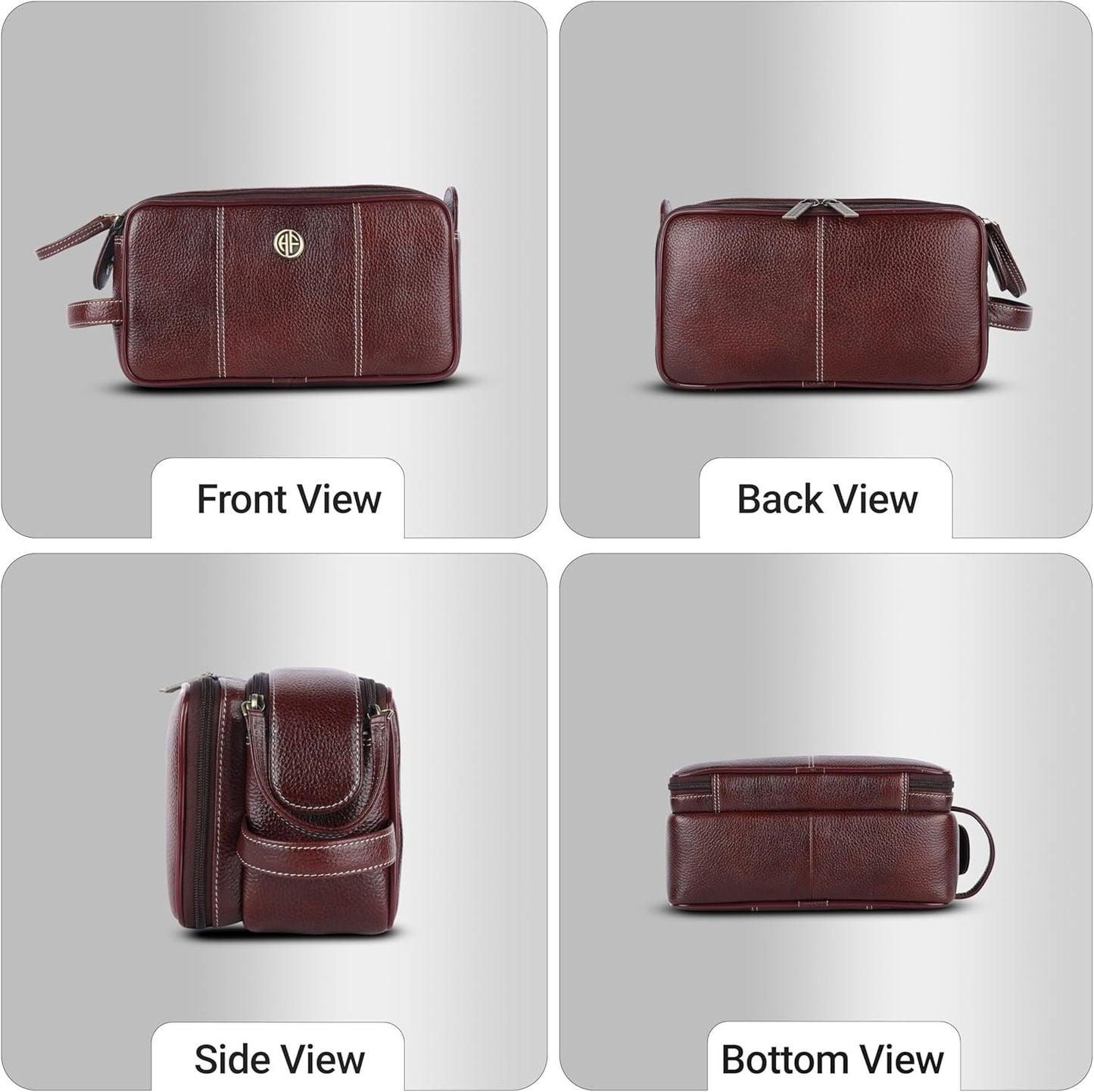 Hammonds Flycatcher Genuine Leather Shaving Bag for Men-Leather Dopp Kit|Toiletry Bag|Travel Toiletry Bag-Hygiene & Grooming Kit Organizer-Cruelty-Free Leather and Hand Stitched Vanity Case.TC4002,