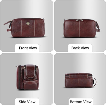Hammonds Flycatcher Genuine Leather Shaving Bag for Men-Leather Dopp Kit|Toiletry Bag|Travel Toiletry Bag-Hygiene & Grooming Kit Organizer-Cruelty-Free Leather and Hand Stitched Vanity Case.TC4002,