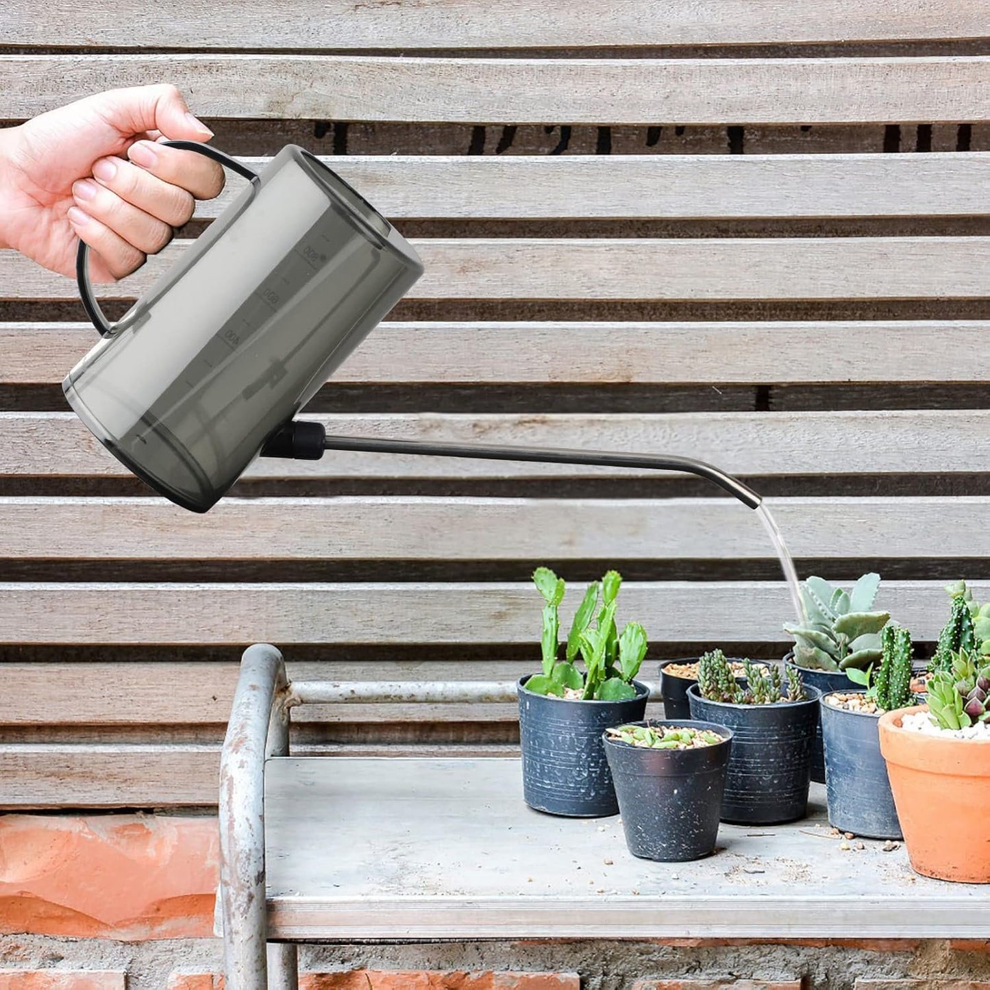 Yugust Long Mouth Watering Can, 1L Large Capacity Plastic Gardening Sprinkling Pot, Steel Long Mouth Garden Flowers Plants Watering Tool for Bonsai Succulents Cactus