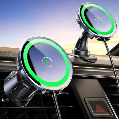 Hoonyer Magnetic Car Mount Charger,Car Phone Holder Mount, Air Vent/Dashboard,15W Fast Magnetic Car Charger for iPhone 16/15/14/13/12 Series, Fast Charging, Black