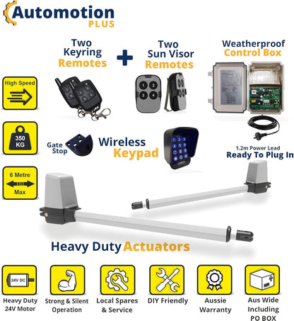 Double Swing Gate Automation System with 4 Remote Control and Wireless Keypad Access Control, DIY Friendly, Lifetime Supportâ€¦