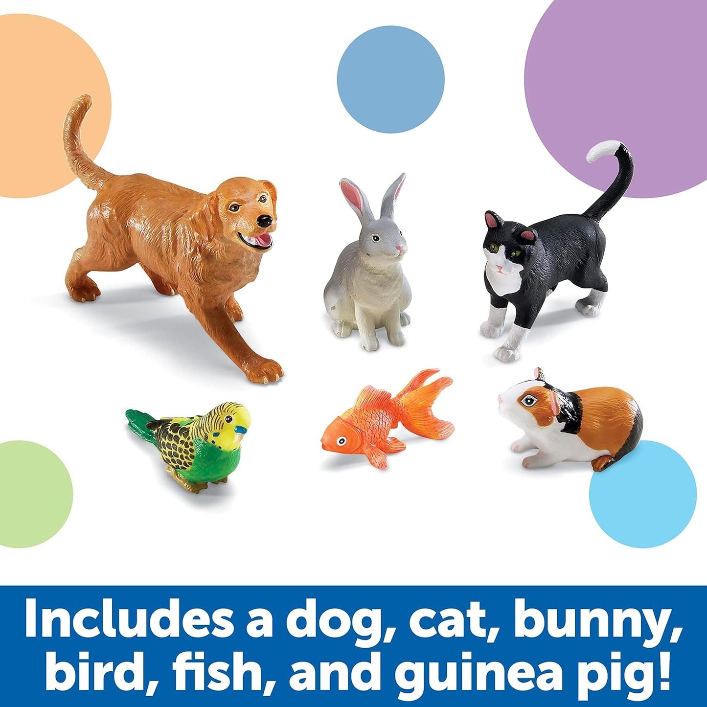 Learning Resources Jumbo Domestic Pets, Preschool Pet Toys, Classroom Desk Pets, 6 Animals, Ages 2+