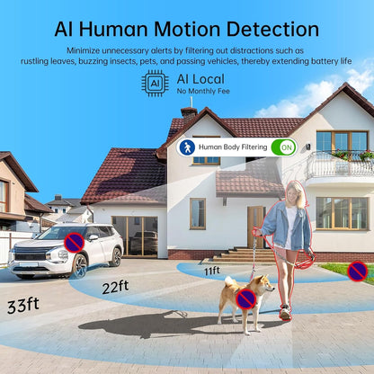 Security Cameras Wireless Outdoor 2K: Battery Powered WiFi Camera with AI Motion Detection for Home - Color Night Vision Spotlight Siren Alarm 2-Way Talk IP65 Waterproof Cloud TF Storage 2 Pack