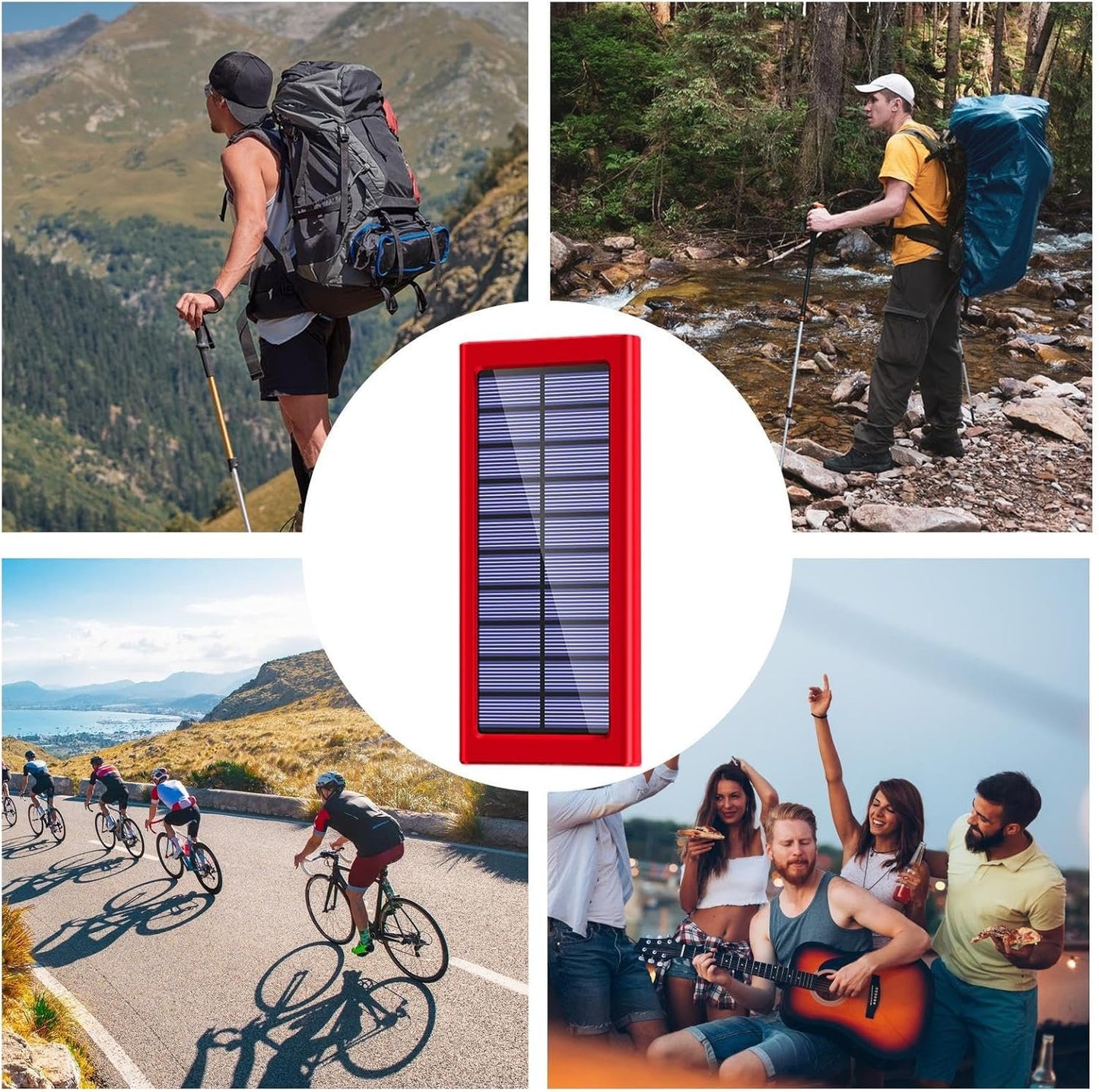Solar Charger Power Bank, Mobile Phone Portable Adapter, 10000mAh High Capacity External Battery with Fast Charging and Compact Waterproof Design,Battery Pack for Outdoor & Travel