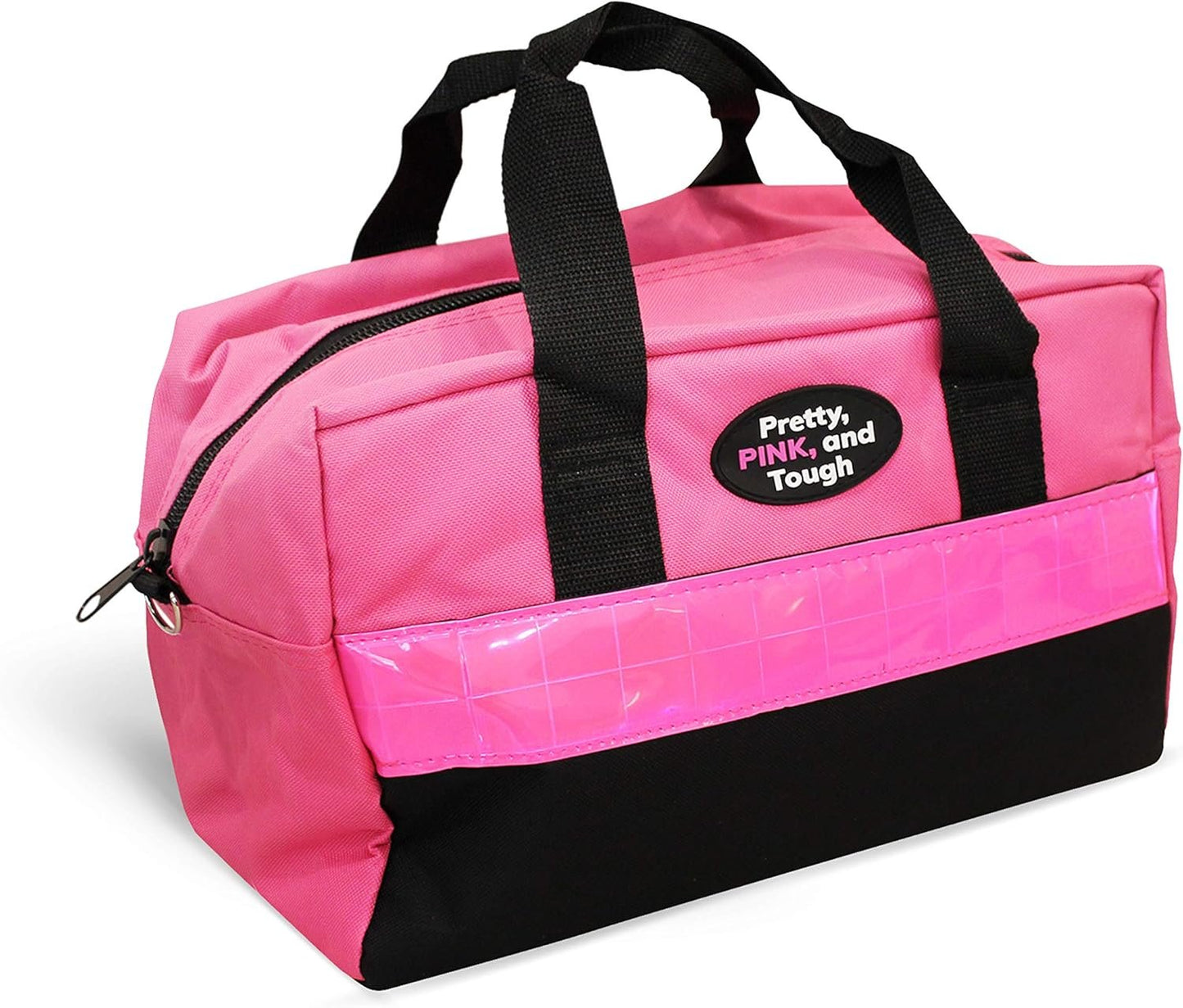 Pretty Pink Roadside Emergency Kit for Teen Girls and Women - Car Accessories With Jumper Cables, First Aid Kit, Tools, Durable Carry Bag - 5 Year Warranty