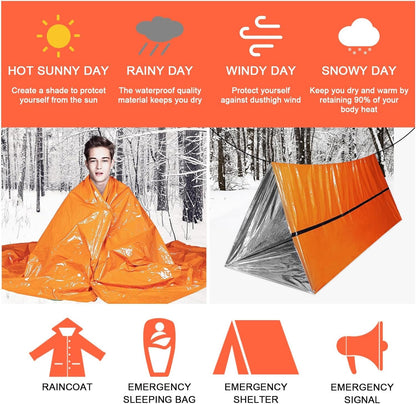 YYTECH Emergency Sleeping Bag, Rescue Blanket, Rescue Film, Gold, 210 x 160 cm, Survival Sleeping Bag, Bivouac Bag, Waterproof, Portable Emergency Blanket, Cold Protection, Rescue Tent for Camping,