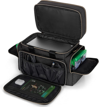 Trunab Console Travel Bag Compatible with Xbox Series X, Carrying Case with Multiple Storage Pockets for Xbox Controllers, Headset, Portable Hard Disk and More Accessories, Black (Patented Design)
